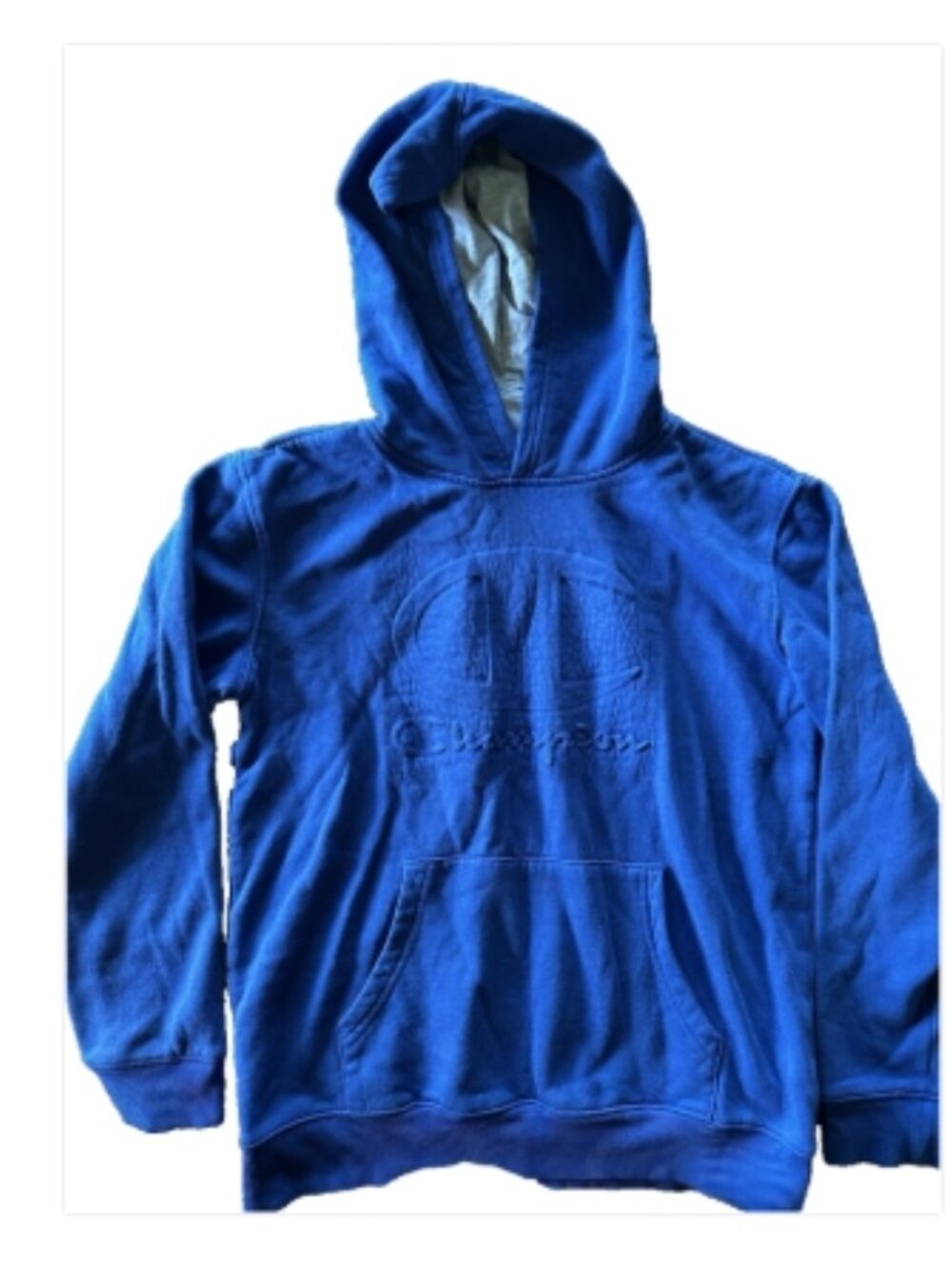 🔵 Champion Hoodie Youth Large 14/16 Blue Big Logo Pullover 🔥
